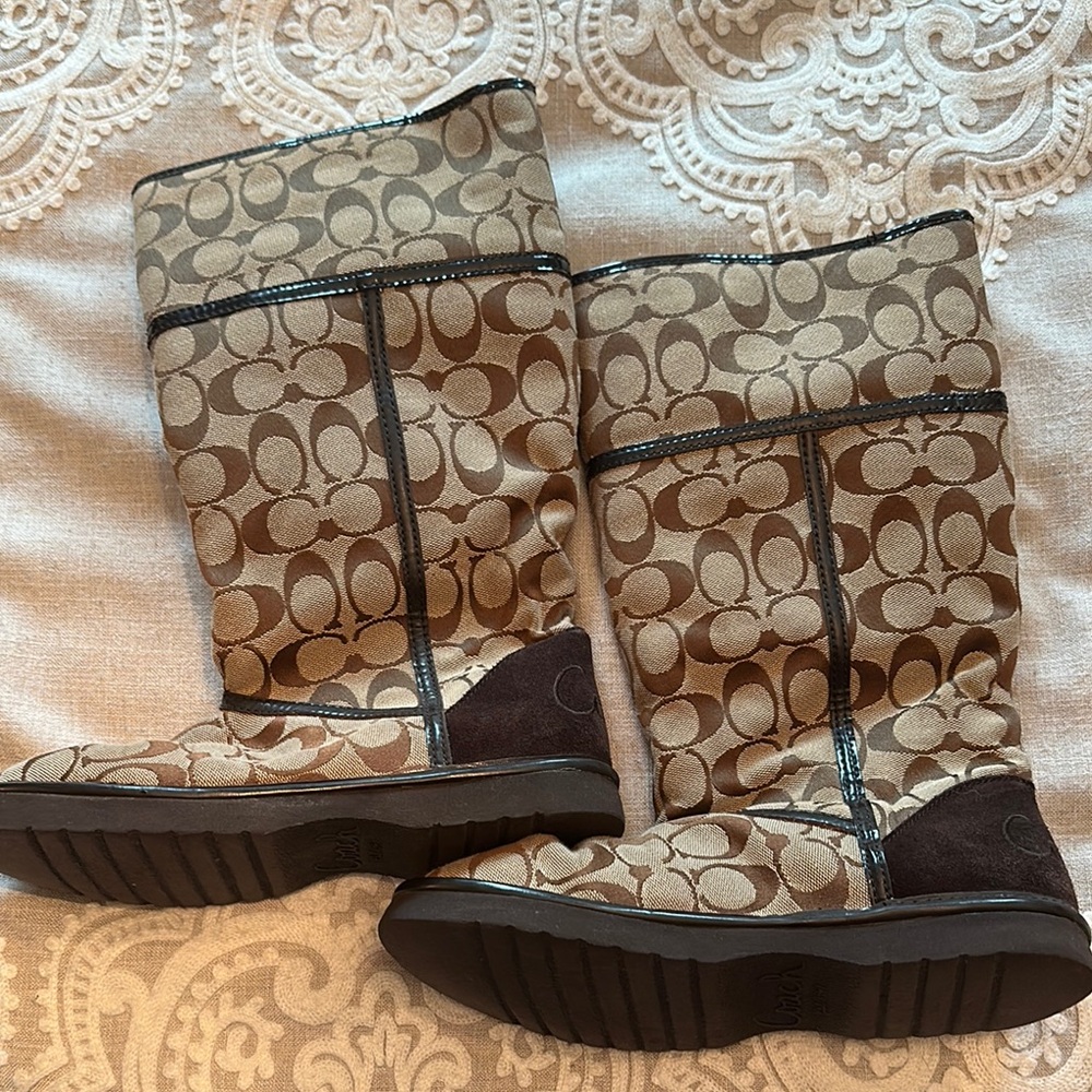 Coach Brown and Black Patterned Boots